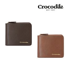 【寧寧精品】台中30年在地老店 Crocodile 鱷魚 真皮壓釦零錢袋拉鍊短夾 0103-10601-1 男短夾區