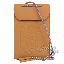 【茱麗葉精品】全新精品 LOEWE 專櫃商品 ELN 烙印LOGO斜背/頸掛式翻蓋手機包.淺咖 現貨