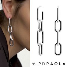 PD PAOLA 西班牙時尚潮牌 銀色復古幾何鎖扣耳環 可拆式多層次配戴 MUZE
