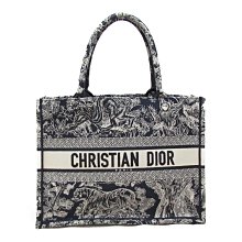 Christian Dior迪奧 Book Tote 刺繡 手提包 深藍色 帆布 日本現貨 包郵包稅 9.5成新【BRAND OFF】