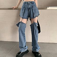 ＳｅｙｅＳ  街頭個性韓系前衛k-pop女團可拆卸造型兩穿法高腰牛仔褲