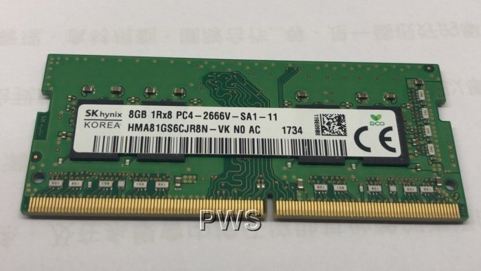 ☆【Hynix 海力士PC4-2666V 1RX8 DDR4-2666 DDR4 8GB 8G】☆台北