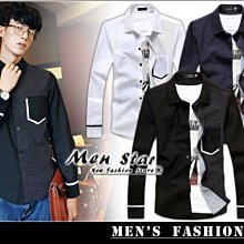【Men Star】免運費 韓版型男款口袋設計襯衫 / 長袖襯衫 男 / 媲美 stage uniqlo lativ