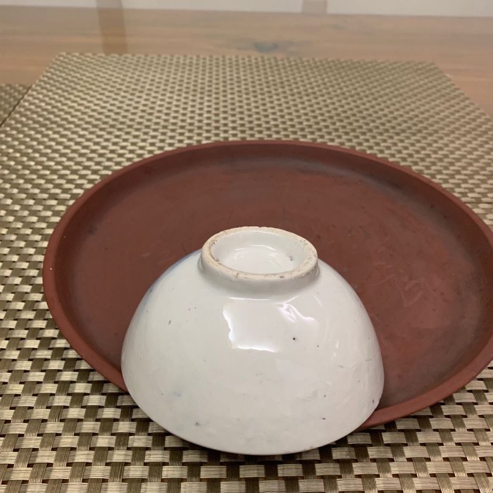 早期收藏 老碗盤胭脂紅手繪古碗。