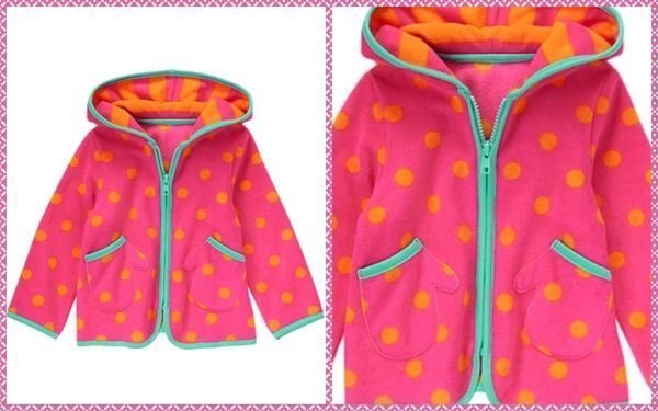 美國GYMBOREE正品 Dot Microfleece Hoodie 點點刷毛長袖連帽外套(粉橘色)12~24T