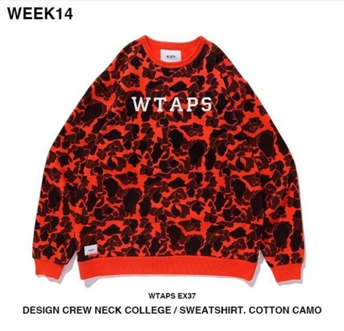 日貨代購CITY】2108AW WTAPS DESIGN CREW NECK COLLEGE 大學T 迷彩兩色