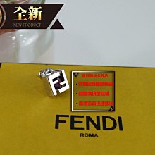 優買二手精品名牌店 FENDI FF LOGO 紫色水晶鑽 銀色金屬 針式 耳環 全新