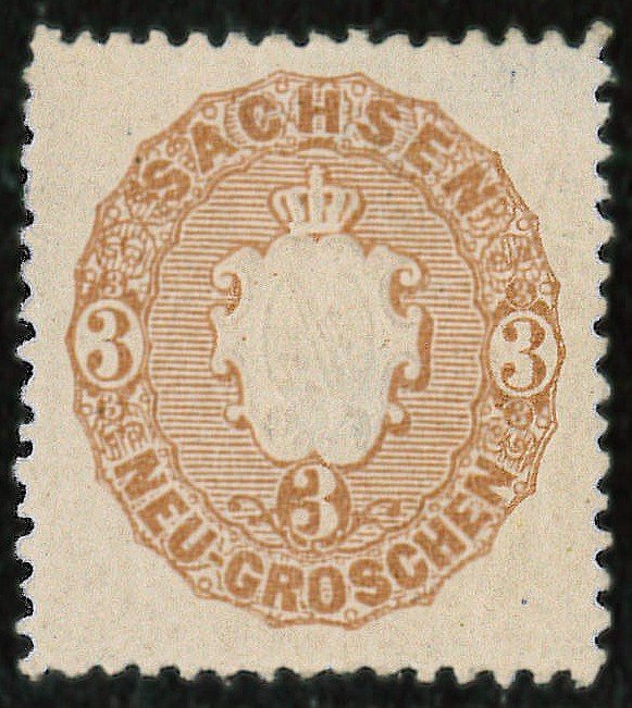 薩克森自由邦(德國)1863『徽章 高額3ng』古典新票