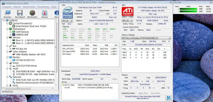 二手華碩筆記型電腦 F6VE（ASUS INTEL CPU 4G 500G 13吋 筆電 零件 硬碟 記憶體 顯示卡）