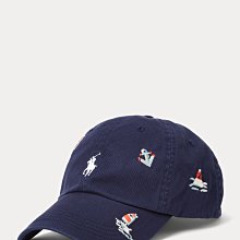 ☆【RL配件館】☆【POLO Ralph Lauren滿版海洋風小馬棒球帽】☆【RLH007J1】☆(深藍色)