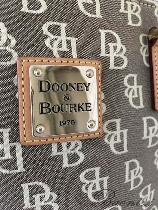 極新二手 DOONEY & BOURKE HP50Q BN  DB標誌真皮織布包  托特包手提包【寶妮子】