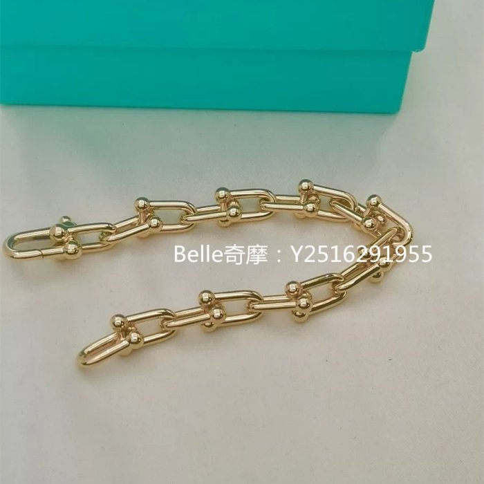 二手正品 Tiffany 蒂芙尼 Tiffany HardWear粗版手鍊 18玫瑰金 黃金手鍊 GRP09437