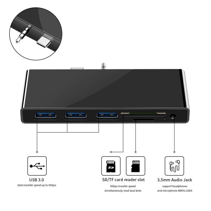 下殺-廠家for surface go擴展塢多功能type c轉usb3.0拓展塢集線器HUB       cse