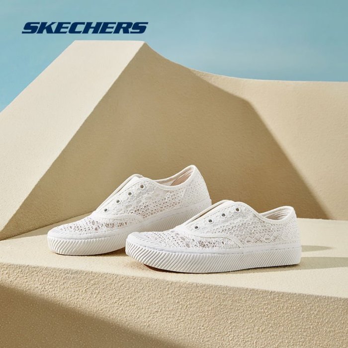 100原廠％Skechers斯凱奇女鞋2021新款夏季厚底一腳蹬懶人鞋休閑平底板鞋子