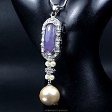 珍珠林~高貴典雅~梯鑽手工鑲嵌~紫羅蘭黃金珍珠墬~#778
