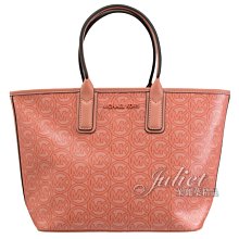 【茱麗葉精品】全新精品 MICHAEL KORS 專櫃商品 JODIE 圓標MK印花手提托特包.粉橘 現貨