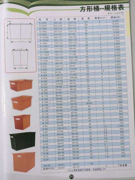 塑膠方型K桶K-1000 沉砂桶1000L橘色塑膠方型桶 強化塑膠桶 普力桶 PE桶水桶萬能桶儲水養殖洗碗種植運輸桶