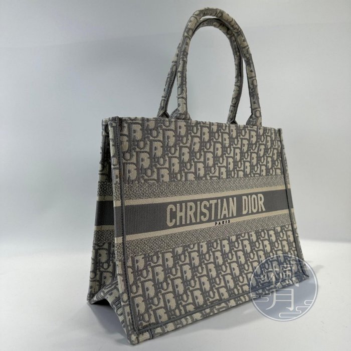 Christian Dior 迪奧 M1296 灰色 老花 BOOK TOTE 中 托特包 手提包 肩背包 單肩包