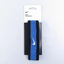 NIKE 1544050OS SWOOSH 頭帶 髮帶 運動 健身 訓練 吸濕排汗 藍黑【iSport愛運動】