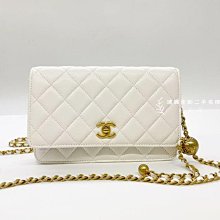 遠麗精品(台北店) B4832 chanel白菱格羊皮霧金釦金球WOC/AP1450