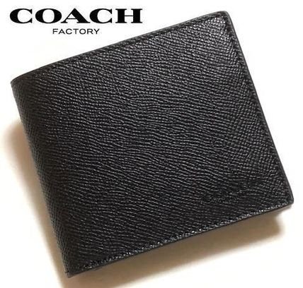 NaNa代購 Coach 59111 男士十字紋牛皮防刮二折短夾 零錢包 多卡位 內置零錢袋皮夾 附購證