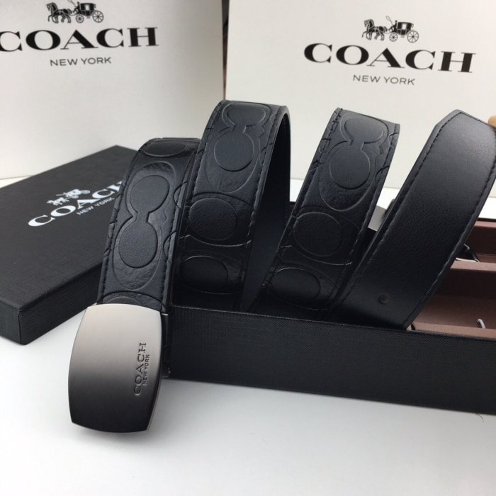 空姐代購 COACH 66125 男士經典 壓C Logo 雙面可用皮帶 版扣 針扣 男士皮帶 腰帶 附購證 下標送禮