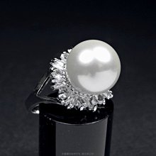 珍珠林~12MM單顆珠梯鑚美戒~日本最高級南洋硨磲貝珍珠 (內徑17.19mm) #117