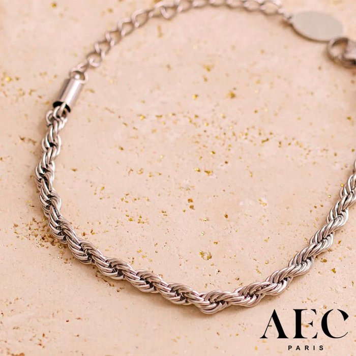 AEC PARIS 巴黎品牌 銀色古巴鍊 簡約麻花編織手鍊 CHAIN BRACELET APUS