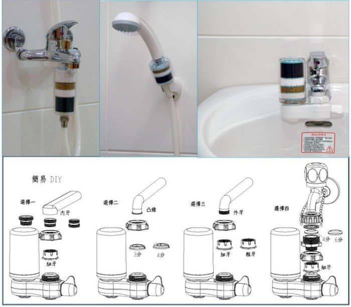 【七星淨水】【除氯除重金屬】除氯蓮蓬頭沐浴器加量型Y1*3支+A1型水龍頭過濾器更換濾心*3支.淨水器.濾水器