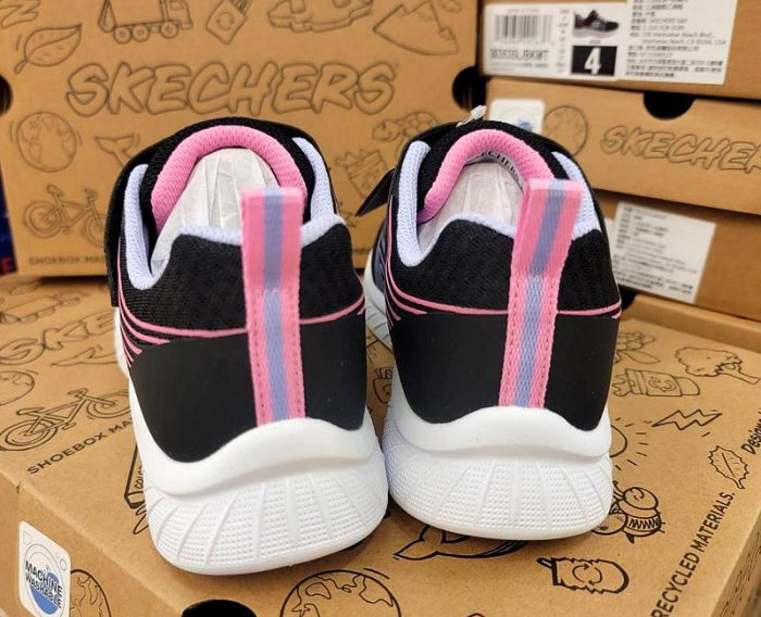 【琪琪的店】21~23cm 大碼 SKECHERS 童鞋 女童 輕量 運動鞋 慢跑鞋 黑粉 303535LBKMT