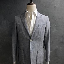 CA 日本品牌 UNIQLO 淺藍千鳥紋 棉麻混紡 休閒西裝外套 S號 一元起標無底價Q866