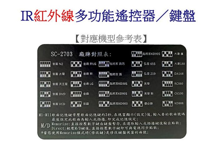 【點歌機遙控器】KB-727 IR紅外線多功能遙控器／鍵盤適用金嗓/音圓/點將家/弘音/大唐… ~桃園承巨音響~