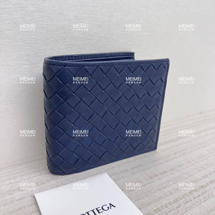30年老店 預購 BOTTEGA VENETA 編織 男夾八卡 短夾 113993 bv 深藍色