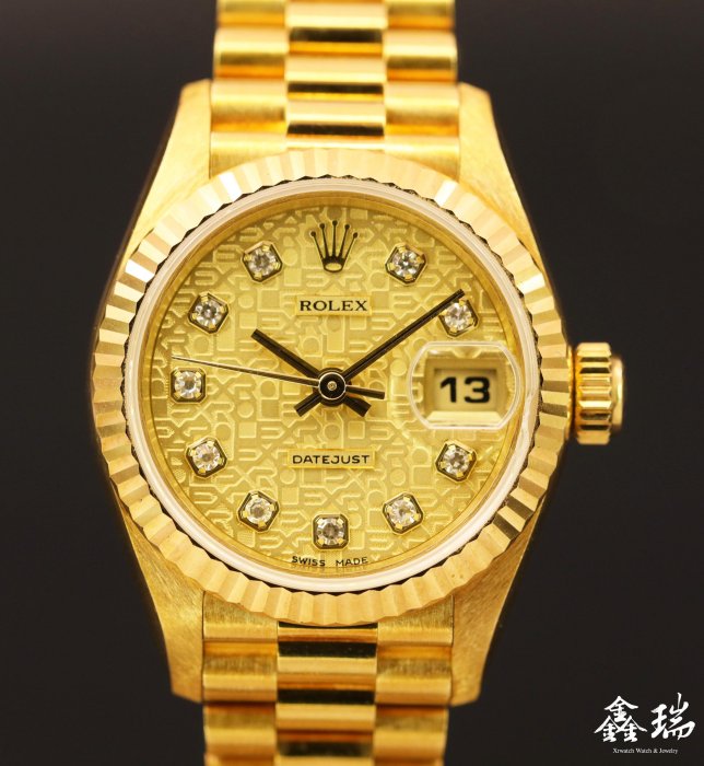 【鑫瑞鐘錶】ROLEX 勞力士 Datejust 69178J 69178 九成新 一手錶 包台鑽石紀念面盤 18K黃金 女錶 盒單全 T字頭