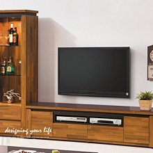【設計私生活】潔妮絲8尺集成木色L型電視櫃、高低櫃-含黑玻(免運費)112A