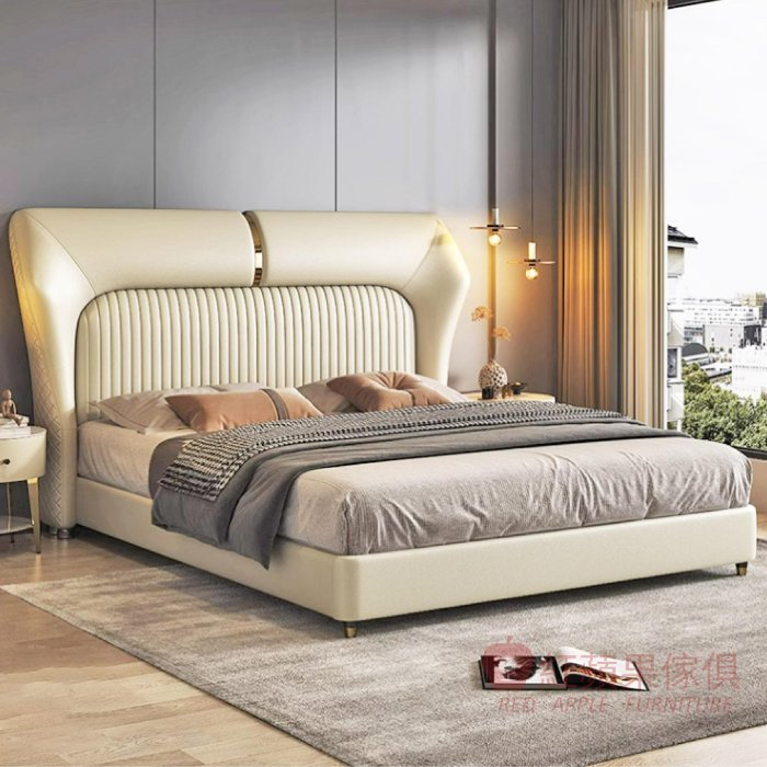 [紅蘋果傢俱] 輕奢系列 WS-WKJ8865 床架 雙人床架 輕奢床 極簡床架 義式床架 現代床架