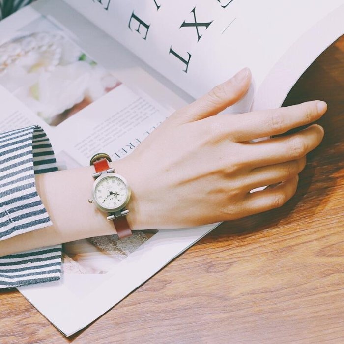 【可開發票】森女系森系小錶盤手錶女中學生韓版簡約復古文藝皮帶細帶小巧迷你