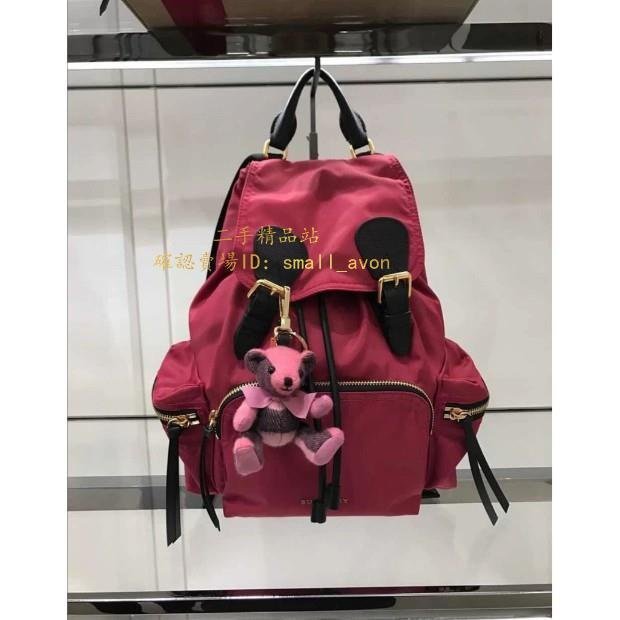 【二手正品】Burberry Rucksack 書包 粉色 金扣 小/中/大型 尼龍 軍旅後背包 雙肩包 99新 中號