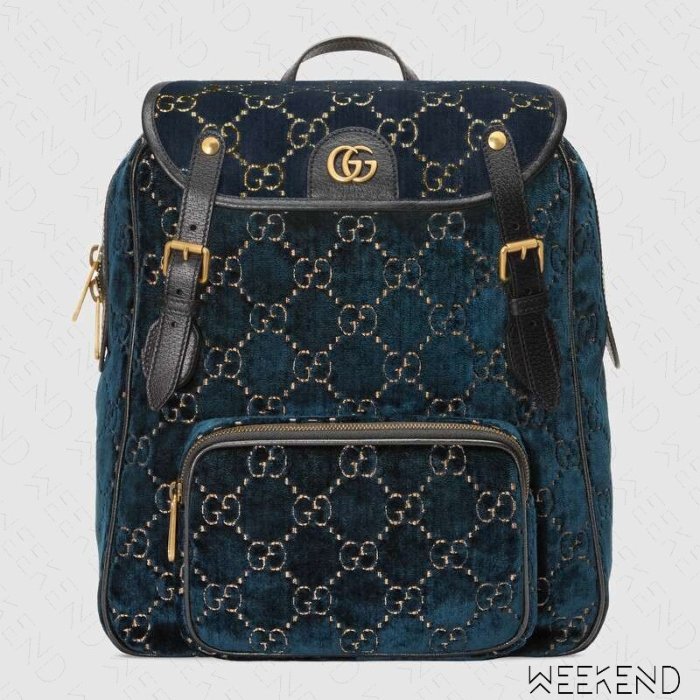 【WEEKEND】 GUCCI GG Velvet 絲絨 天鵝絨 後背包 藍色 574942 19早秋