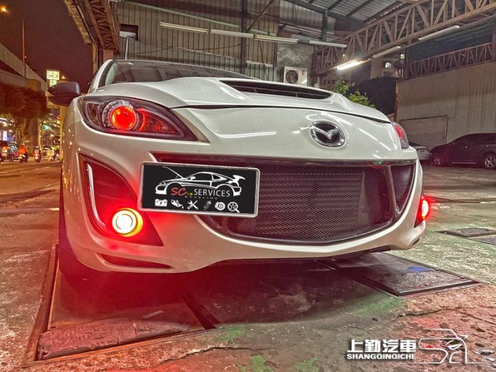 馬自達 二代 MAZDA3 中網 虎牙 前保更換 改圓形霧燈 天使眼 魚眼霧燈 8000K HID GECKO避震器