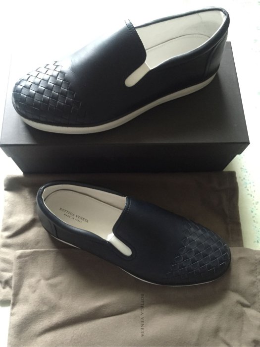 全新 Bottega Veneta Intrecciato Leather 經典編織懶人鞋 海軍藍