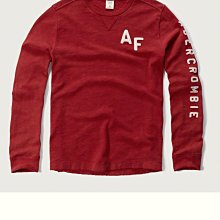 Maple麋鹿小舖 Abercrombie&Fitch ＊ AF 紅色貼布字母長T＊ ( 現貨XS/S號 )