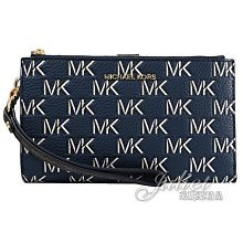 【茱麗葉精品】全新商品 MICHAEL KORS 專櫃商品 JET SET 撞色印花手提式雙拉鍊長夾.深藍 現貨