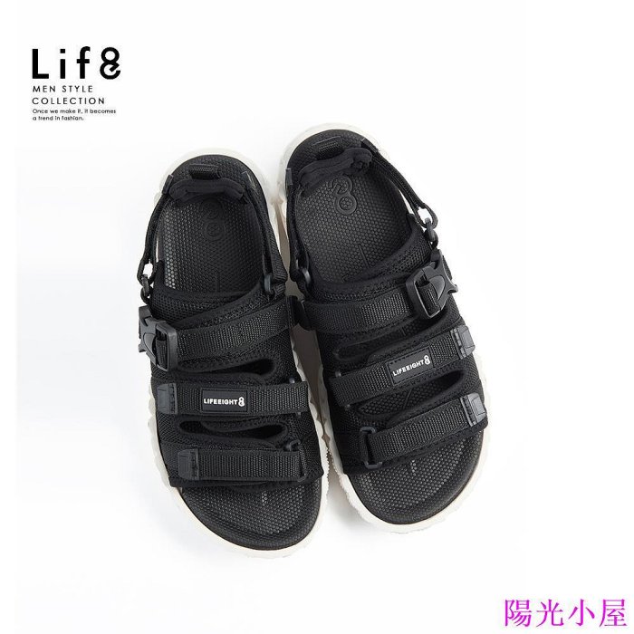 Life8-Sport 速乾網布 二代餅乾涼拖鞋(兩用款)-19073-黑色-陽光小屋