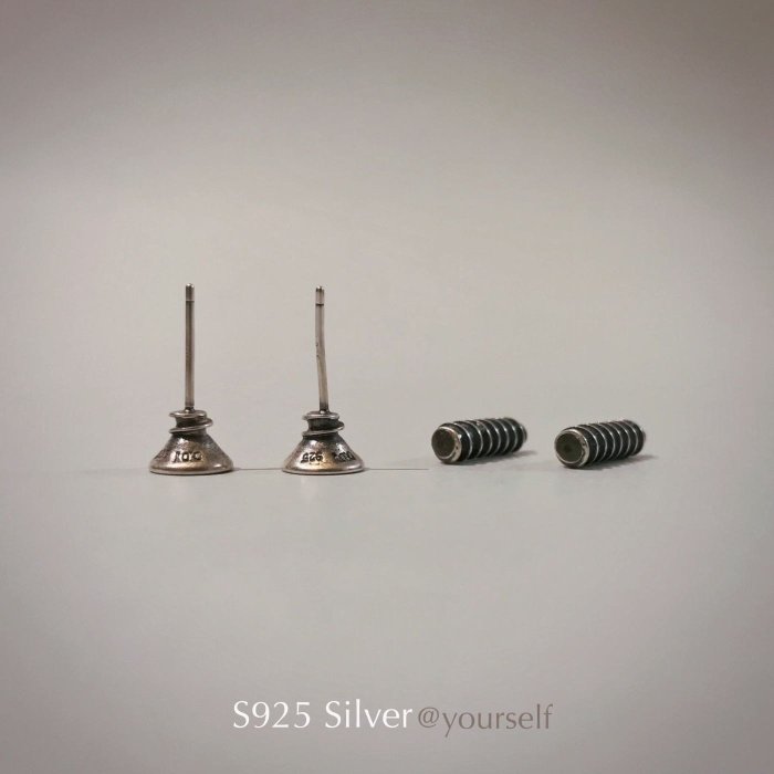 S925 Silver丨氧化黑工藝 螺絲造型耳釘 銀耳飾 耳鈎 耳環 耳扣 輕珠寶 男女通用