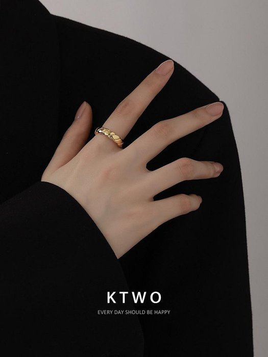 歐美簡約復古戒指女小眾設計k金色時尚氣質食指環輕奢高級感單戒