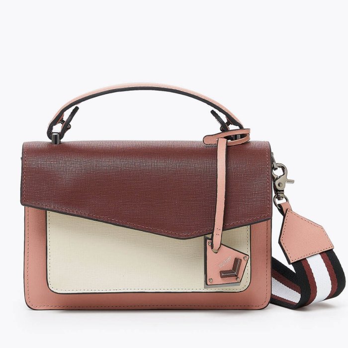 【美麗小舖】botkier 紅粉白色 防刮牛皮 風琴包 手提斜背包 COBBLE HILL CROSSBODY~全新正品