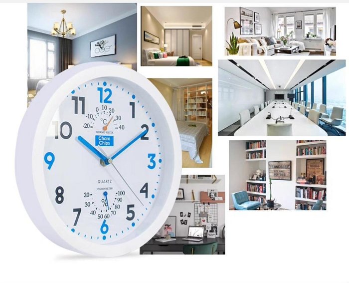 【10寸】家用靜音石英鐘錶圓形掛鐘客廳時尚現代時鐘溫濕度計創意簡約掛表