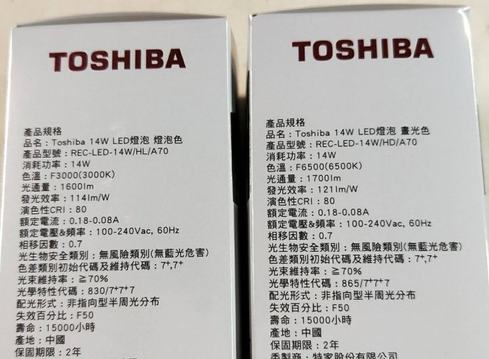 TOSHIBA東芝LED燈泡14W(保固2年）晝光色/燈泡色