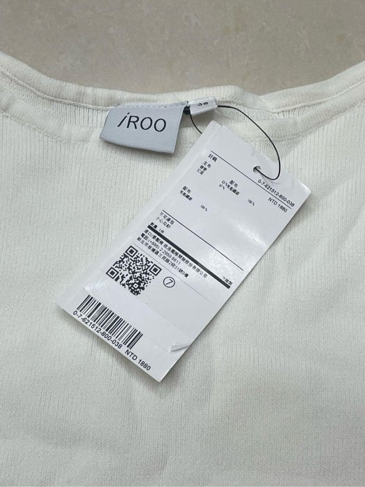全新 IROO iROO 白色 五分袖 針織 蕾絲袖 上衣 乳白色 女裝 M號 38號 有吊牌